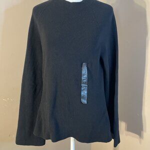 NWT Banana Republic Mock Neck Sweater Black Ribbed With Back Cut Out Sz L